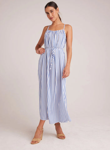 The Shirred Linen Cami Dress - Bahia Breeze Stripe