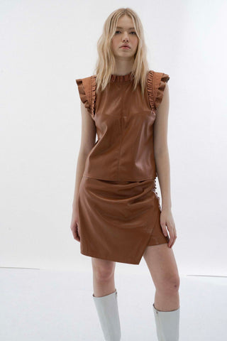 The Millo Vegan Leather Cinnamon Top