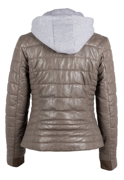 The Leather Puffer with Zip Out Hoodie
