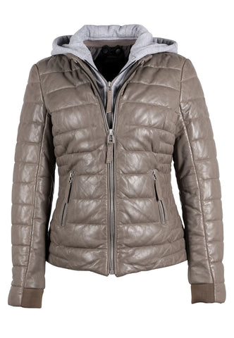 The Leather Puffer with Zip Out Hoodie