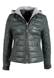 The Leather Puffer With Zip Out Hoodie