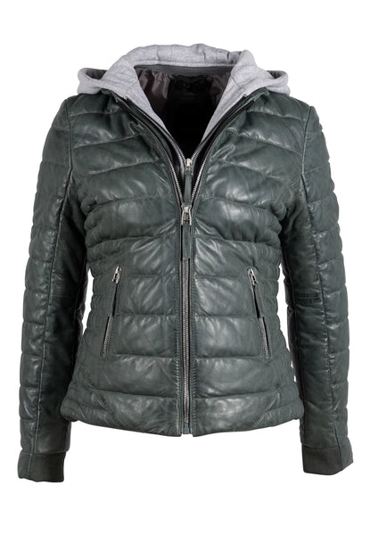 The Leather Puffer With Zip Out Hoodie