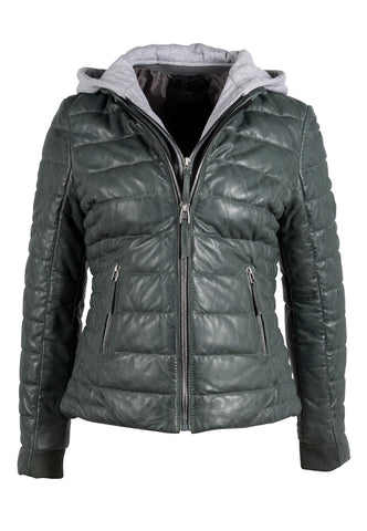 The Leather Puffer With Zip Out Hoodie