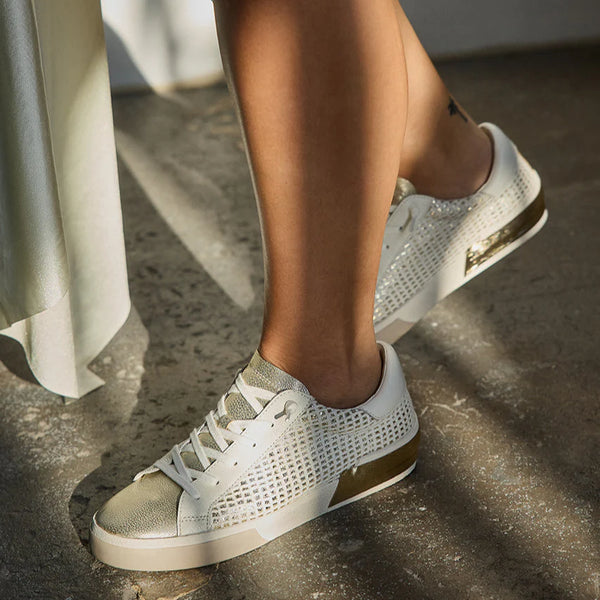 The Zina Sneakers Bone Gold Woven