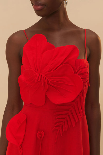 RED GARDEN SLEEVELESS MIDI DRESS