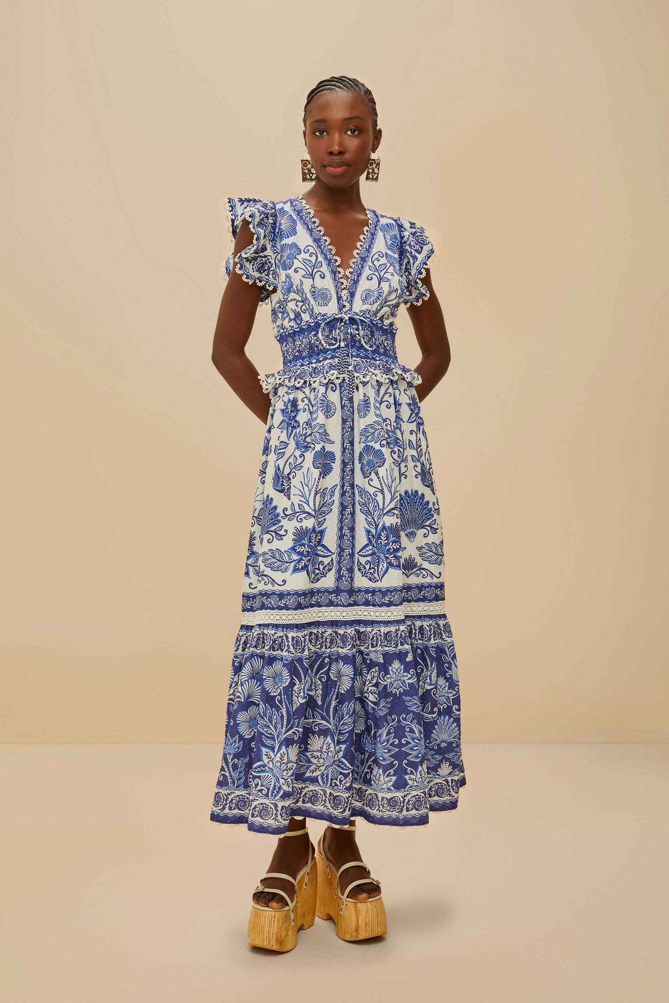 SHELL GARDEN OFF-WHITE MAXI DRESS