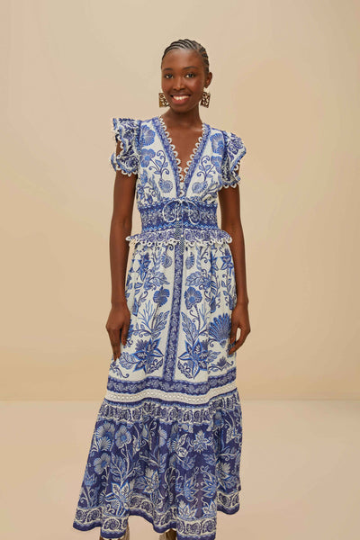 SHELL GARDEN OFF-WHITE MAXI DRESS