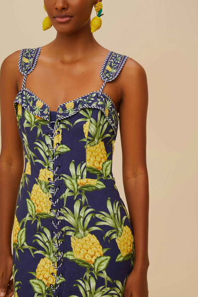 DELICATE PINEAPPLE NAVY BLUE SLEEVELESS LACING MIN