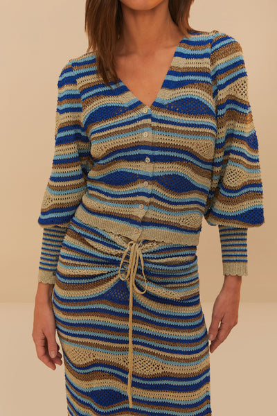 MIXED WAVES KNIT BLOUSE