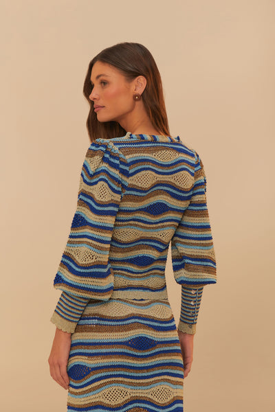 MIXED WAVES KNIT BLOUSE