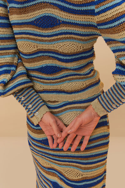 MIXED WAVES KNIT BLOUSE