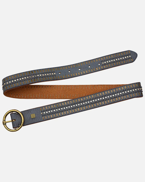 The Soraya | Studded Leather Belt With Gold Round Buckle