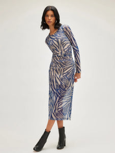 The Coastal Print Shirred Mesh Dress