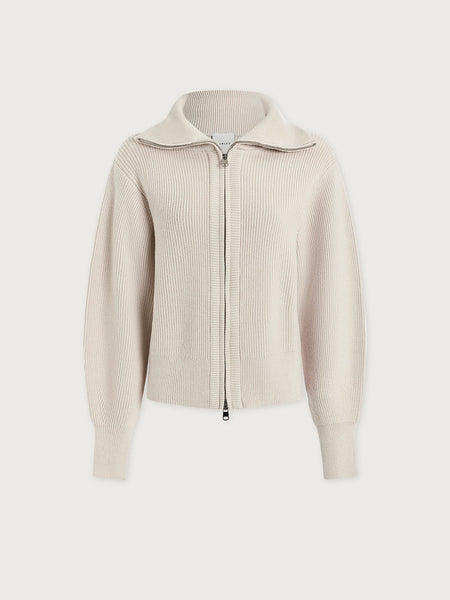 The Enrico Zip Through Knit Jacket - Silver Birch