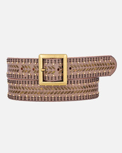 The Ezra | Studded Leather Belt With Square Buckle