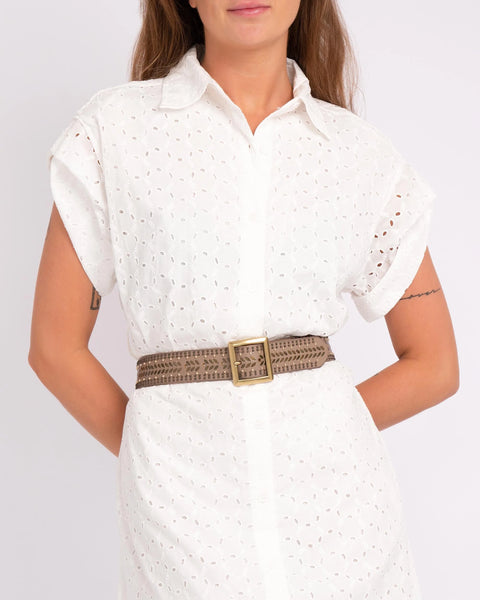 The Ezra | Studded Leather Belt With Square Buckle