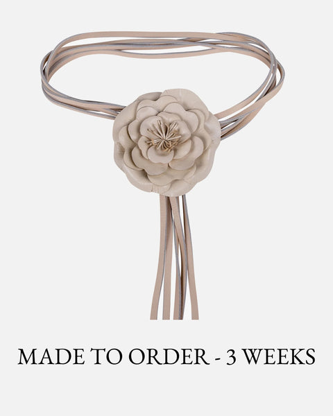 The Rosa Leather Flower Tie Belt