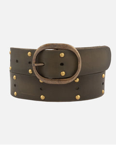 The Devi | Antique Brass-Accented Leather Belt