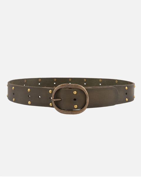 The Devi | Antique Brass-Accented Leather Belt