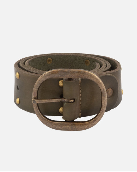 The Devi | Antique Brass-Accented Leather Belt