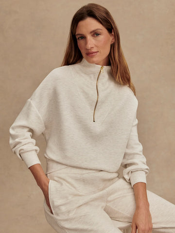 The Hawley Half Zip - Ivory Marl