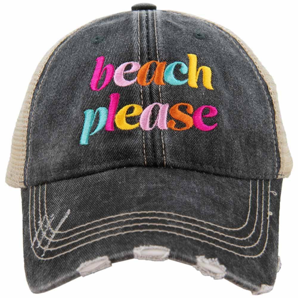 Beach Please (LOWERCASE) Trucker Hat: Black