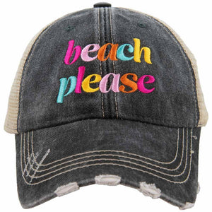 Beach Please (LOWERCASE) Trucker Hat: Black