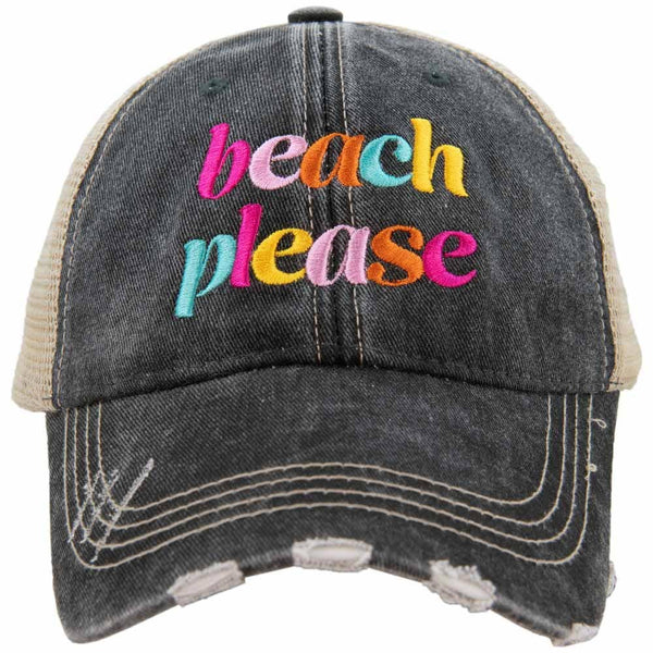 Beach Please (LOWERCASE) Trucker Hat: Black
