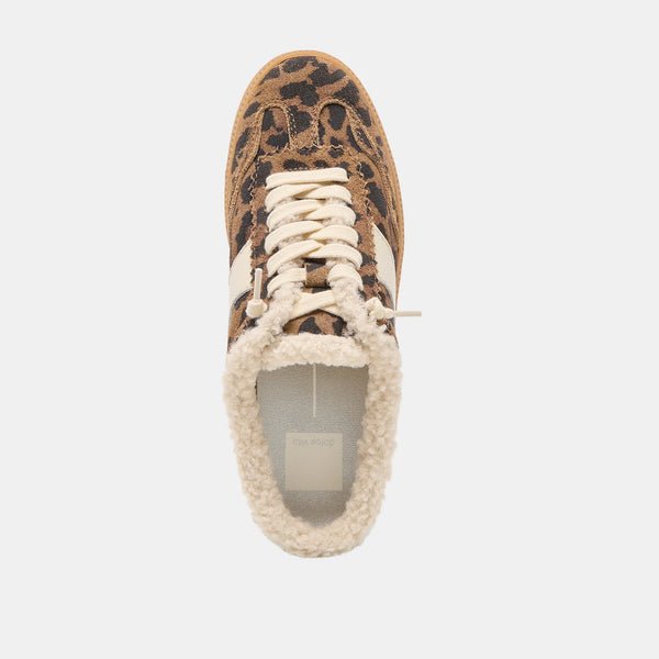 The Notice Slide Plush Sneakers Brown Leopard Printed Suede