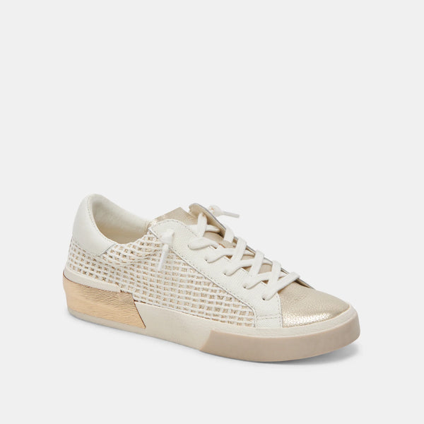 The Zina Sneakers Bone Gold Woven