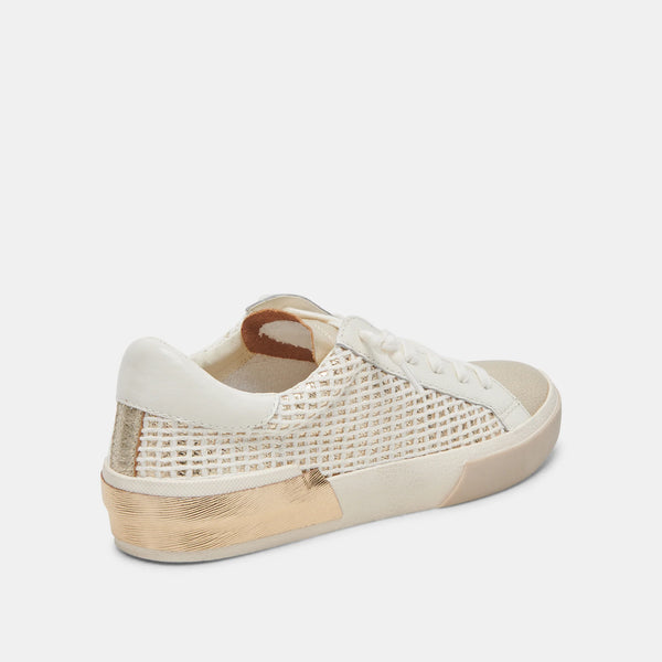 The Zina Sneakers Bone Gold Woven