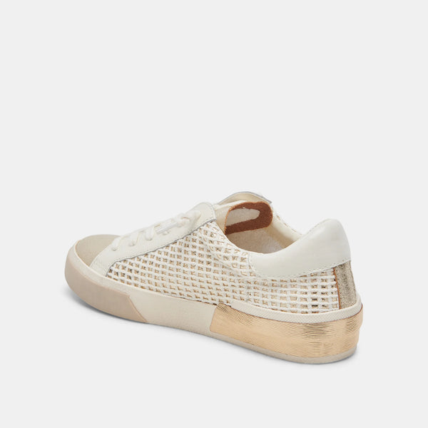 The Zina Sneakers Bone Gold Woven