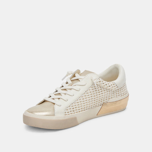 The Zina Sneakers Bone Gold Woven