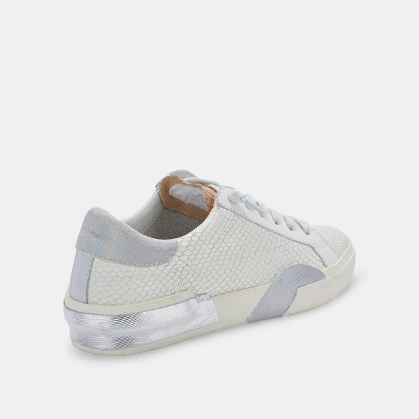 The Zina White Embossed Leather Sneaker