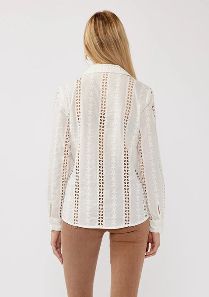 The Coastal Embroidered Eyelet Button Down