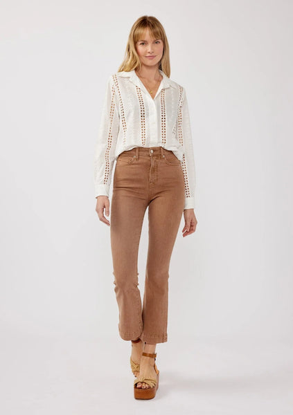 The Coastal Embroidered Eyelet Button Down