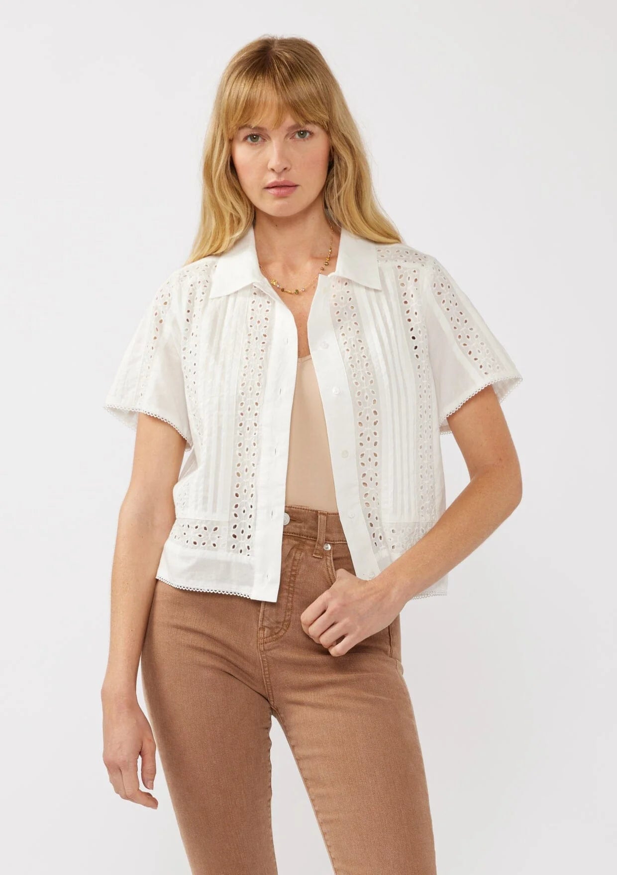 The Kamilla Eyelet Crop Button Down