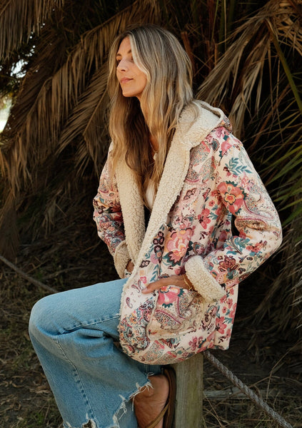 The Boho Chic Floral Sherpa Jacket
