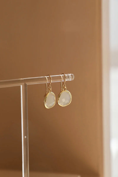 White Smoke Bezel Earrings