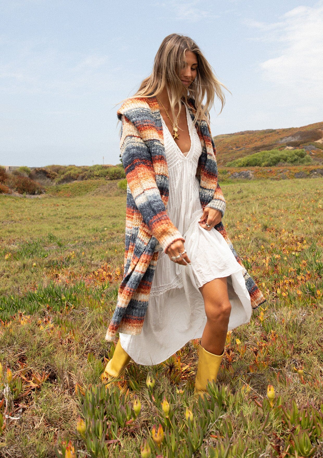 The Santa Barbara Space Dye Hooded Cardi