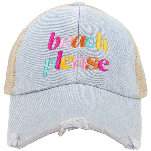 Beach Please (LOWERCASE) Trucker Hat: Black