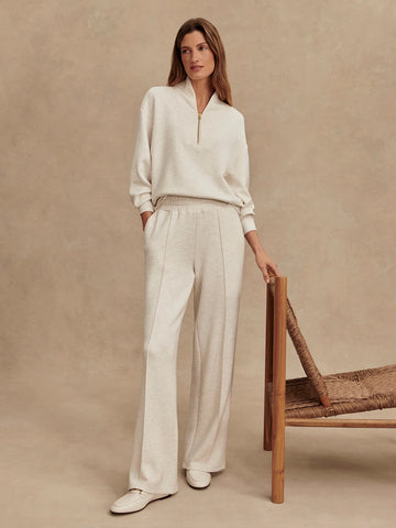 The Wide Leg Pant 30" - Ivory Marl
