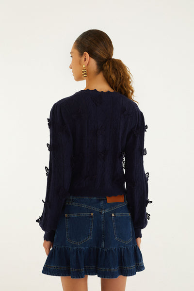 RICHILIEU 3D BUTERFLIES ARTISANAL KNIT CARDIGAN NA