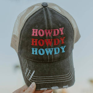 HOWDY HOWDY HOWDY Trucker Cute Hat: Black