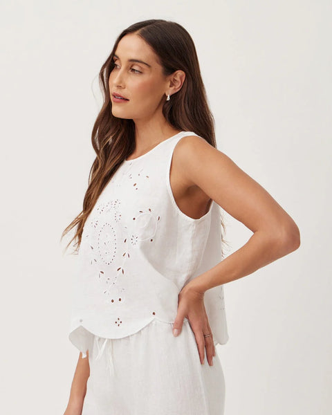 The Eyelet Embroidered Tank - White