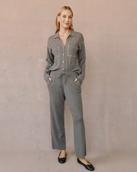 The Whip Stitch Straight Leg Pant - Heather Smoke