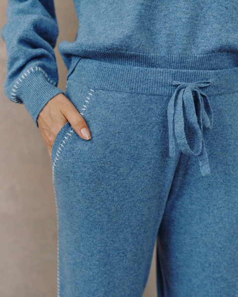 The Whip Stitch Straight Leg Pant - Heather Blue