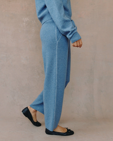 The Whip Stitch Straight Leg Pant - Heather Blue