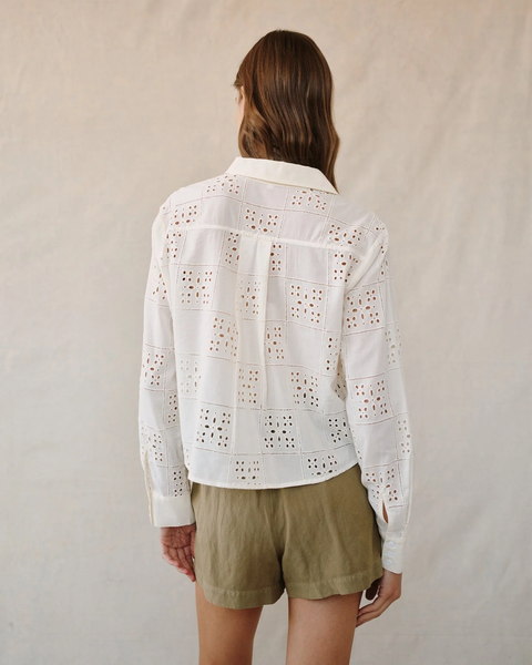 The Eyelet Embroidery Button Down - Soft Ivory
