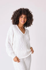 The Cozy Cable Knit V Neck Pullover